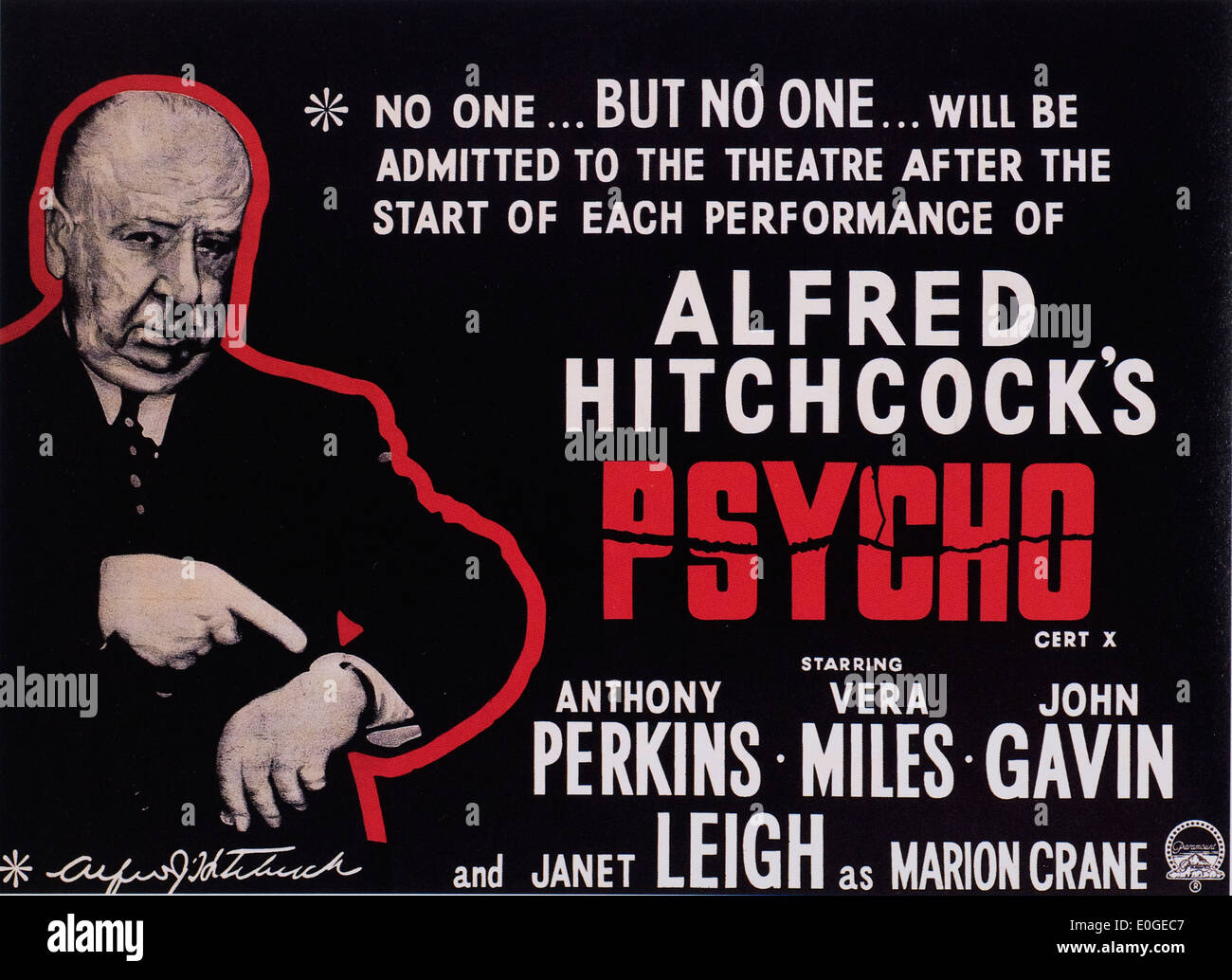 Psico - Alfred Hitchcock - originale poster del filmato Foto Stock