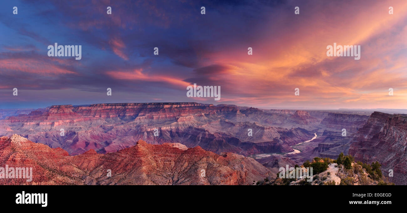 Panorama del Grand Canyon, Desert View Point, il Parco Nazionale del Grand Canyon, Sito Patrimonio Mondiale dell'UNESCO Grand Canyon, Arizona, Sud Foto Stock