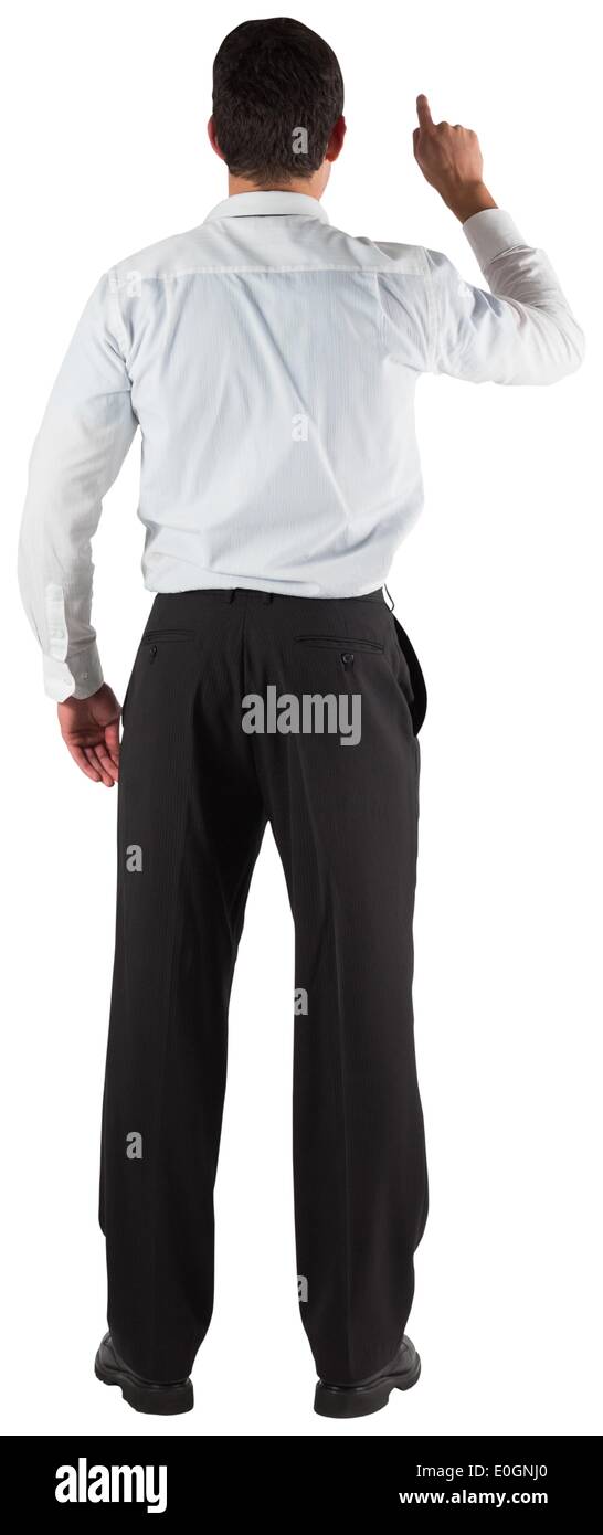 Imprenditore in piedi indietro per il puntamento della telecamera Foto Stock
