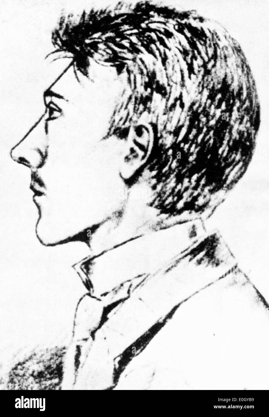 Disegno del leader nazista Adolf Hitler all età di sedici Foto Stock