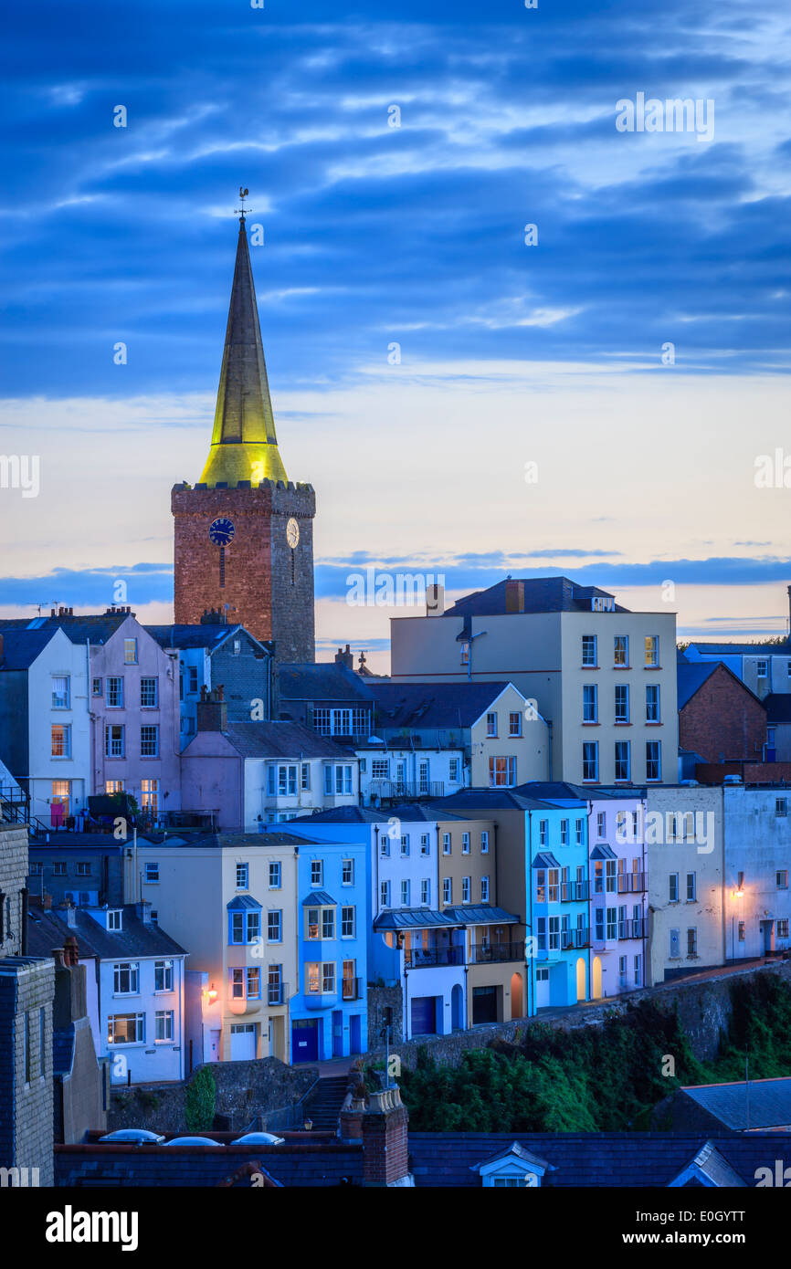 Tenby Pembrokeshire nel Galles al crepuscolo Foto Stock