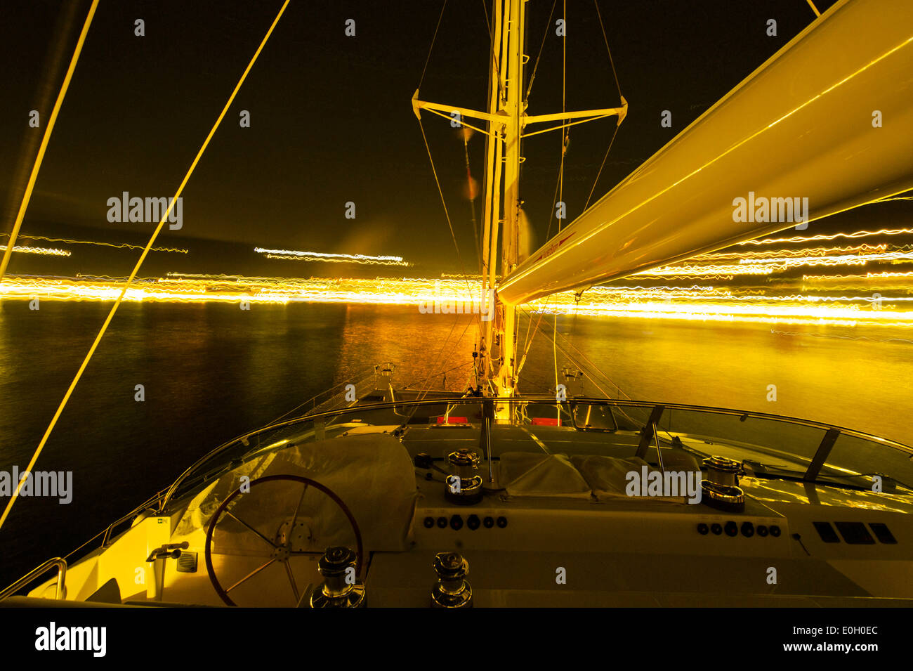 Vista dal ponte verso il porto, dei Caraibi Foto Stock