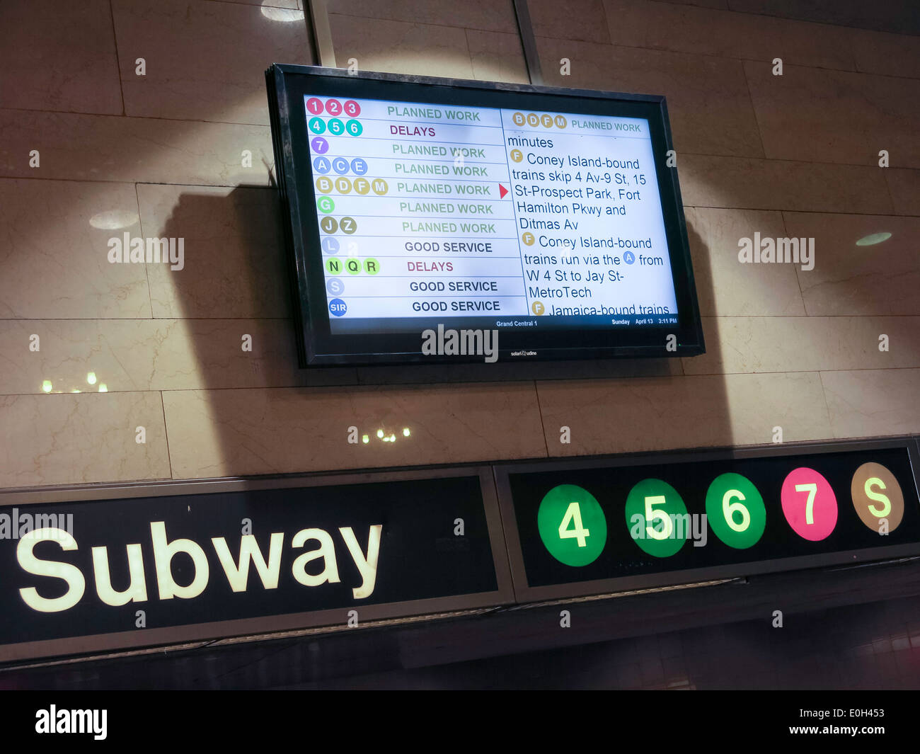 Informazioni sulla metropolitana pensione in Grand Central, NYC, STATI UNITI D'AMERICA Foto Stock