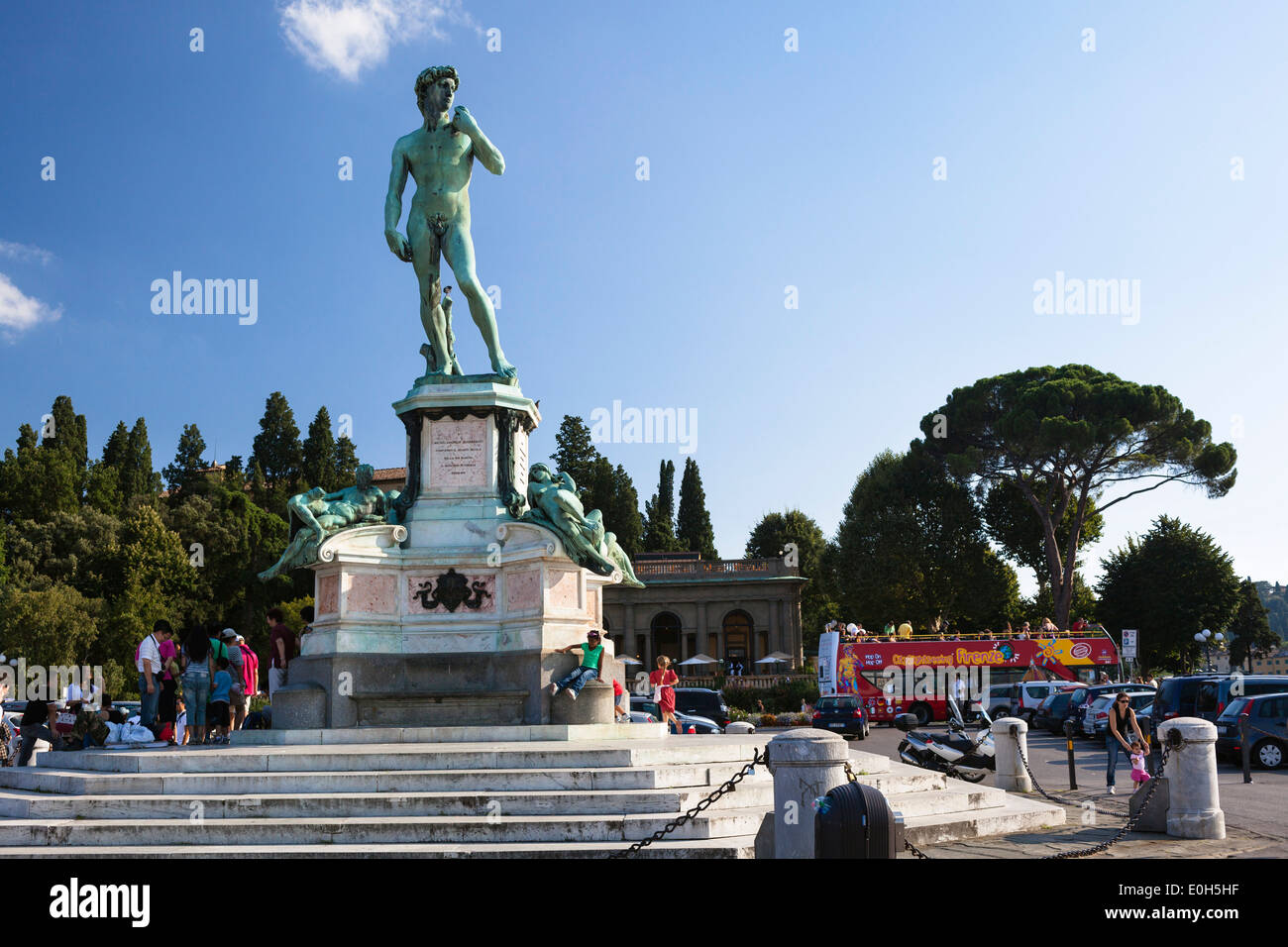 La statua di Davide di Michelangelo, Piazzale Michelangelo, Firenze, Toscana, Italia, Europa Foto Stock