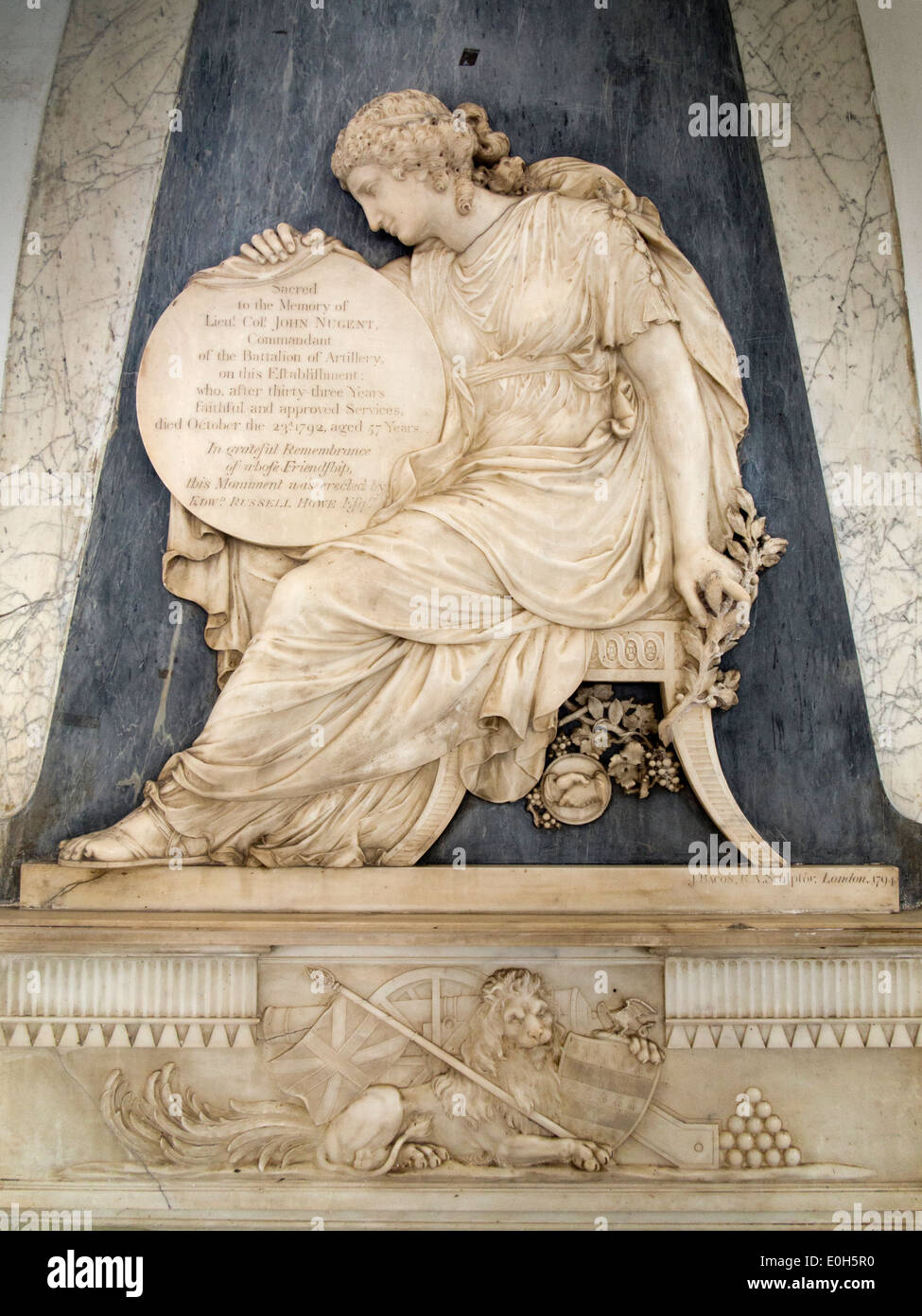 India, Mumbai, Fort distretto, San Tommaso cattedrale, Comandante di Artiglieria Lieut Col, John Nugent,1792 memorial Foto Stock