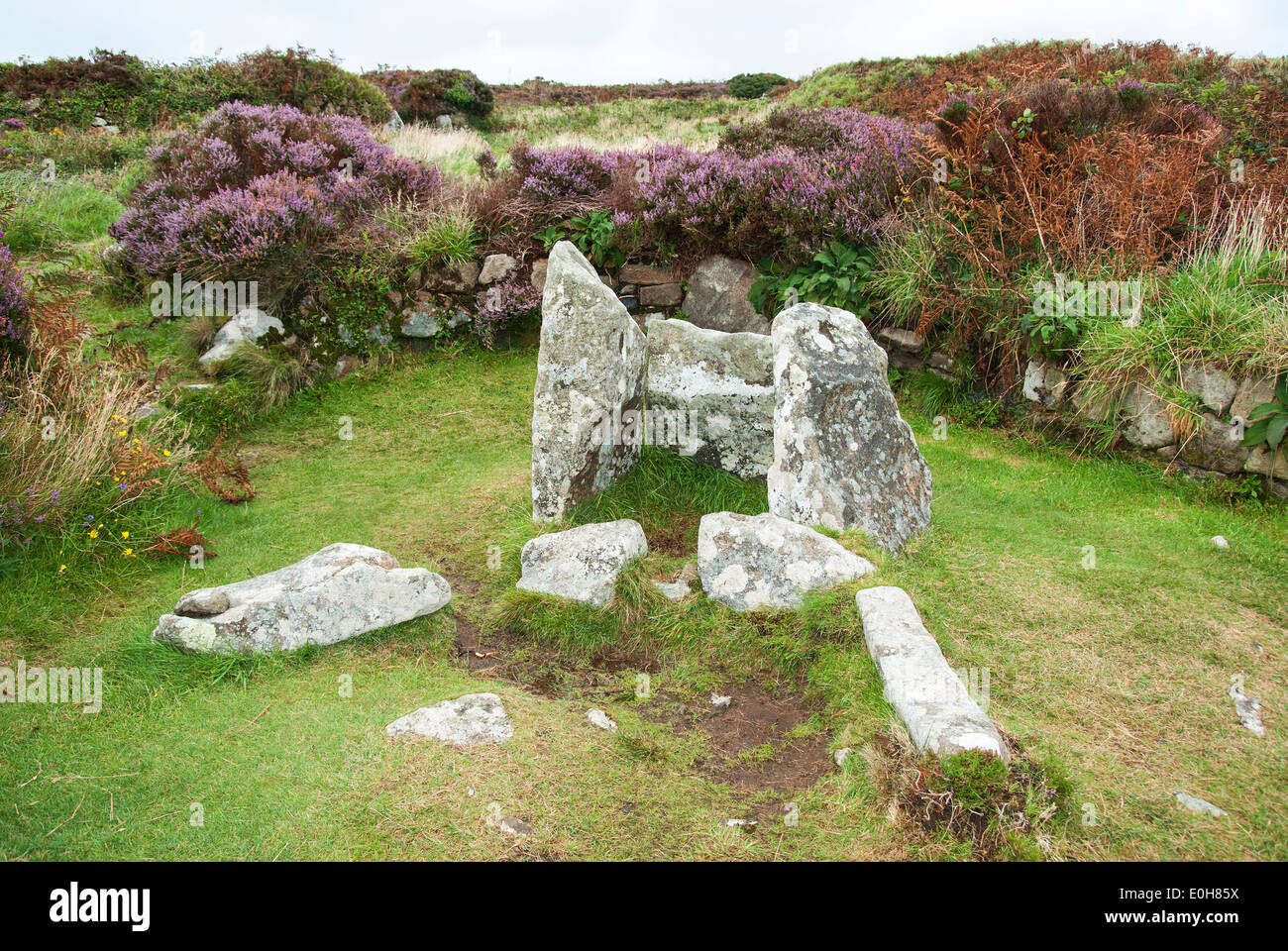 Chysauster antiche rovine di un villaggio celtico vicino a Penzance in Cornovaglia, Regno Unito Foto Stock