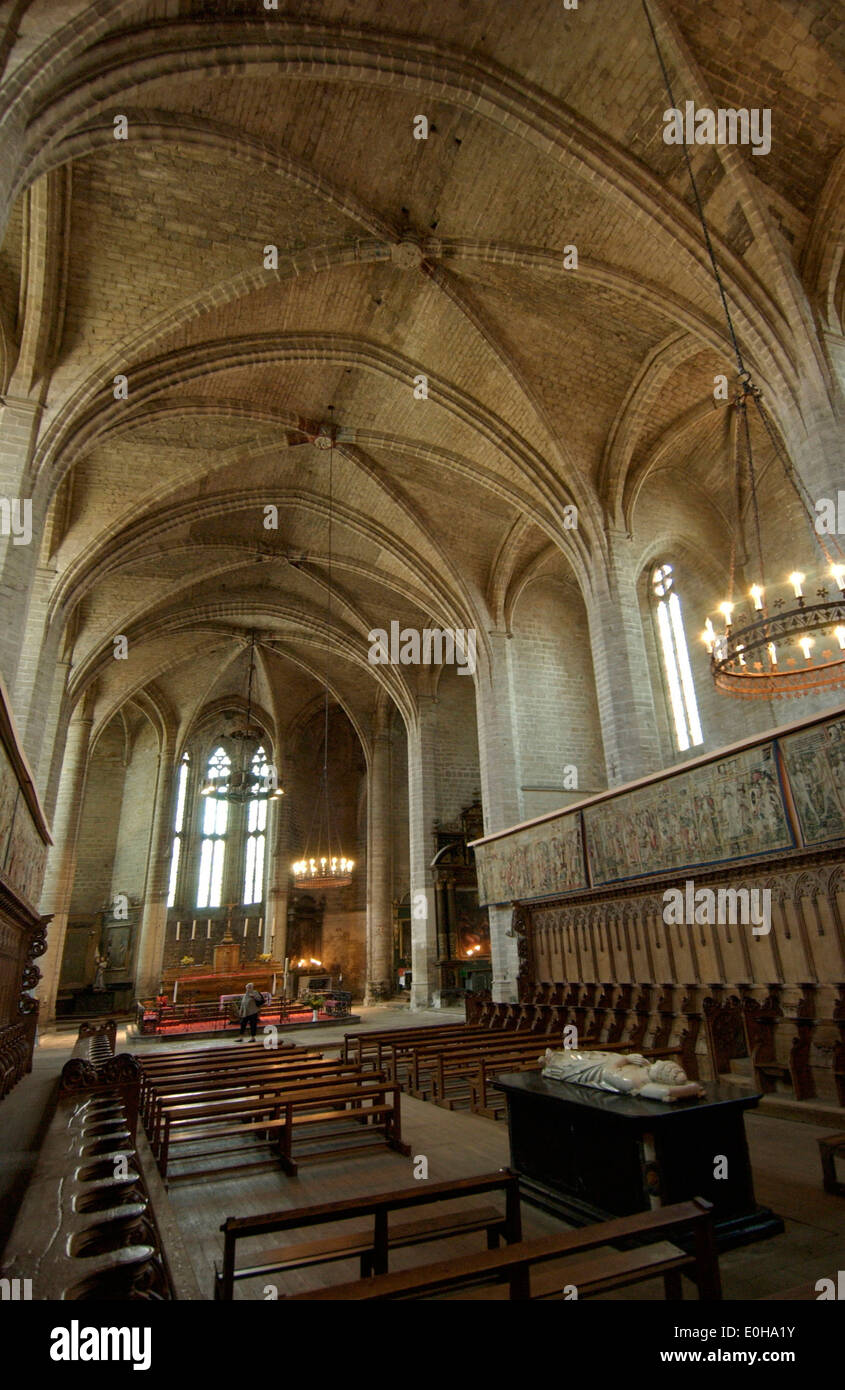 Gisant di Papa Clemente VI . La Chaise Dieu, Haute Loire , Auvergne Francia Foto Stock