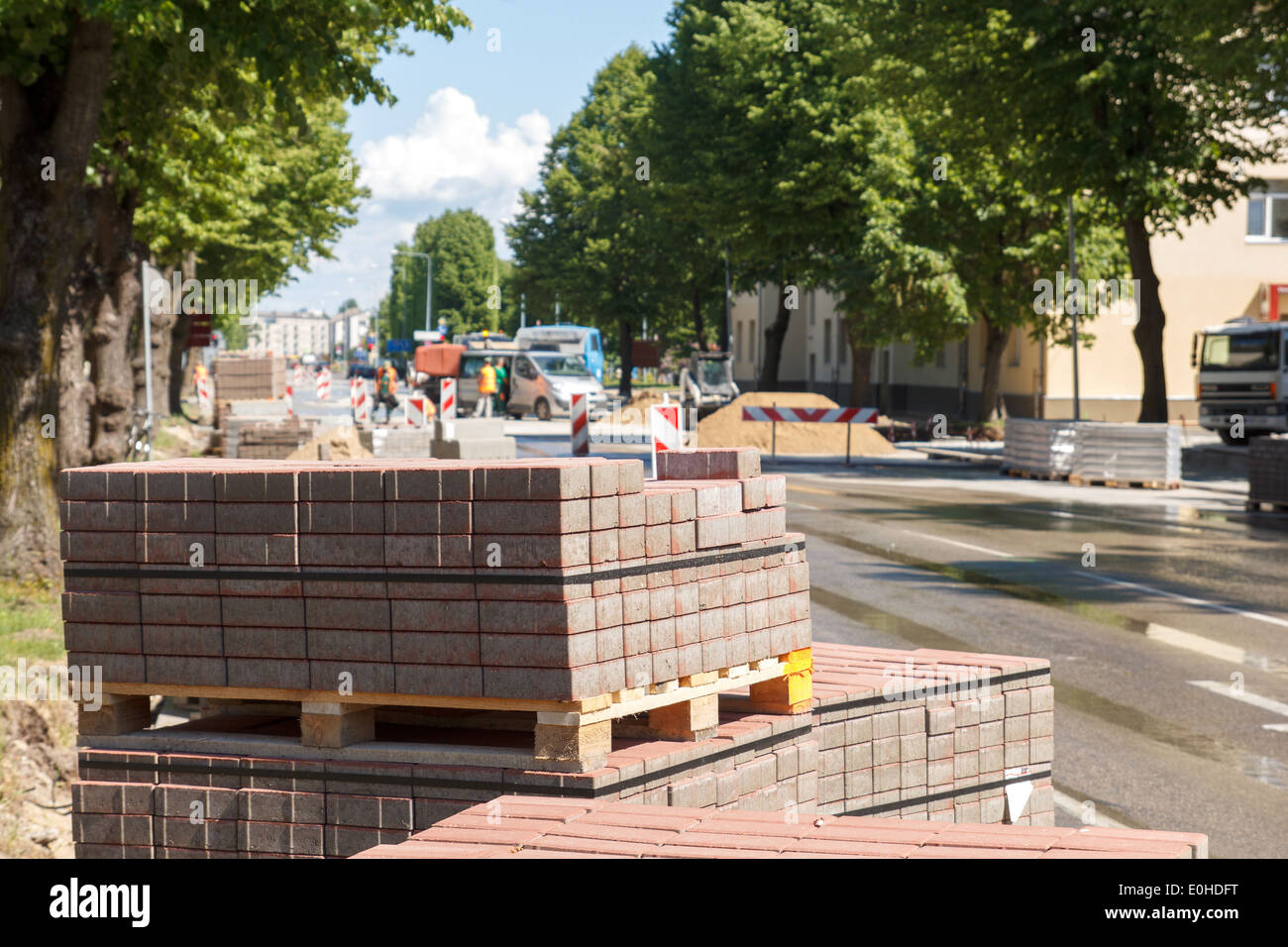Town street la riparazione Foto Stock