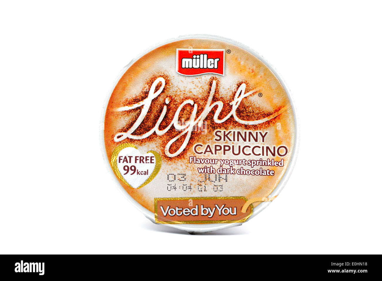 Luce di Muller skinny cappuccino gusto yogurt pot Foto Stock