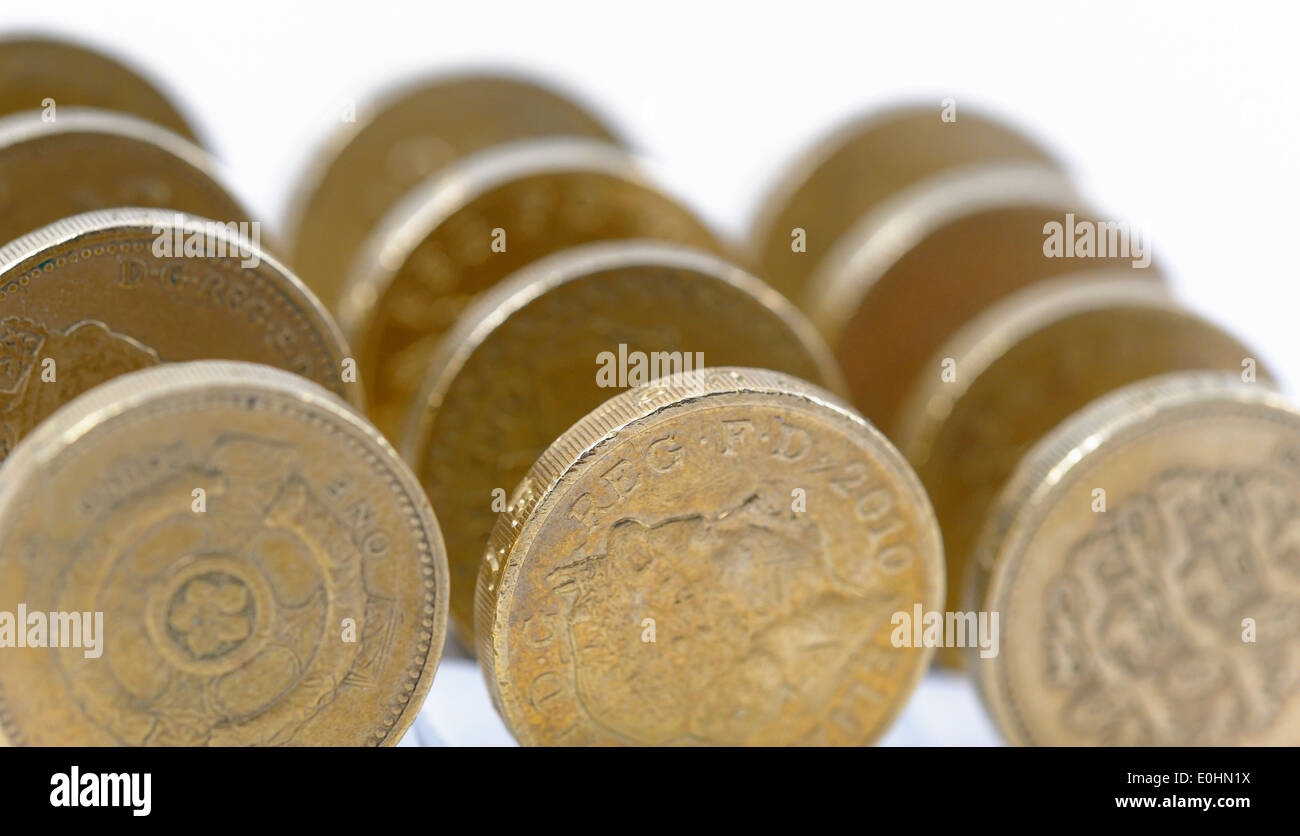 British una libbra di monete Foto Stock
