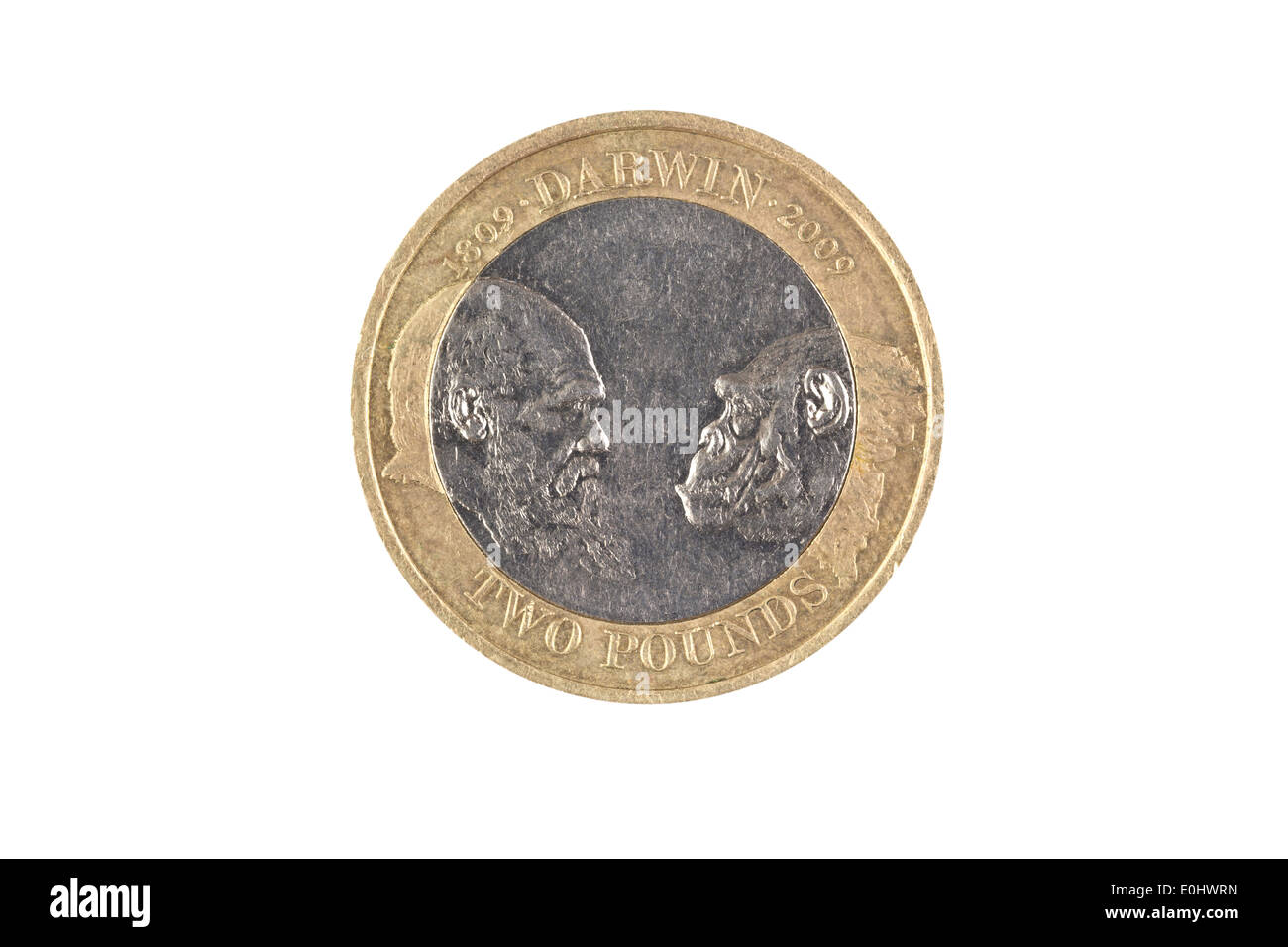 Una speciale edizione due pound moneta che segna il bicentenario di Charles Darwin nascita Foto Stock