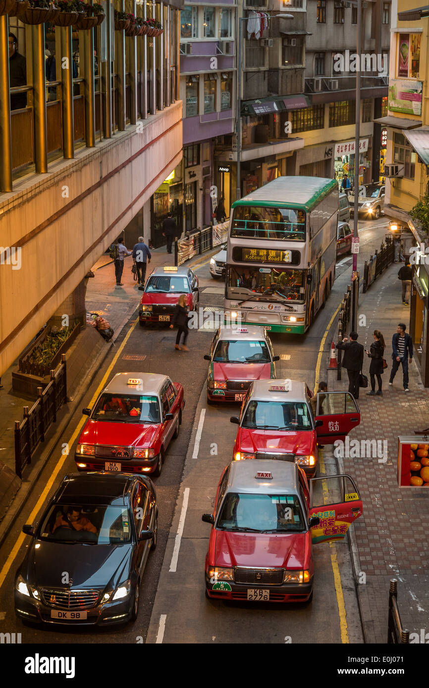 Congestionata strada in Hong Kong Foto Stock