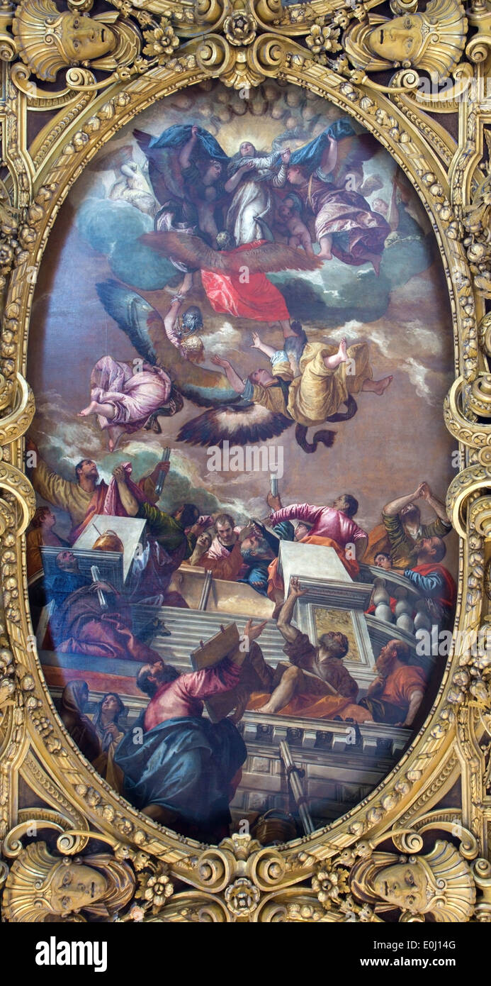 Venezia - soffitto della Cappella della SS. Vergine del Rosario da 17. cento. nella Basilica di san Giovanni e Paolo. Foto Stock