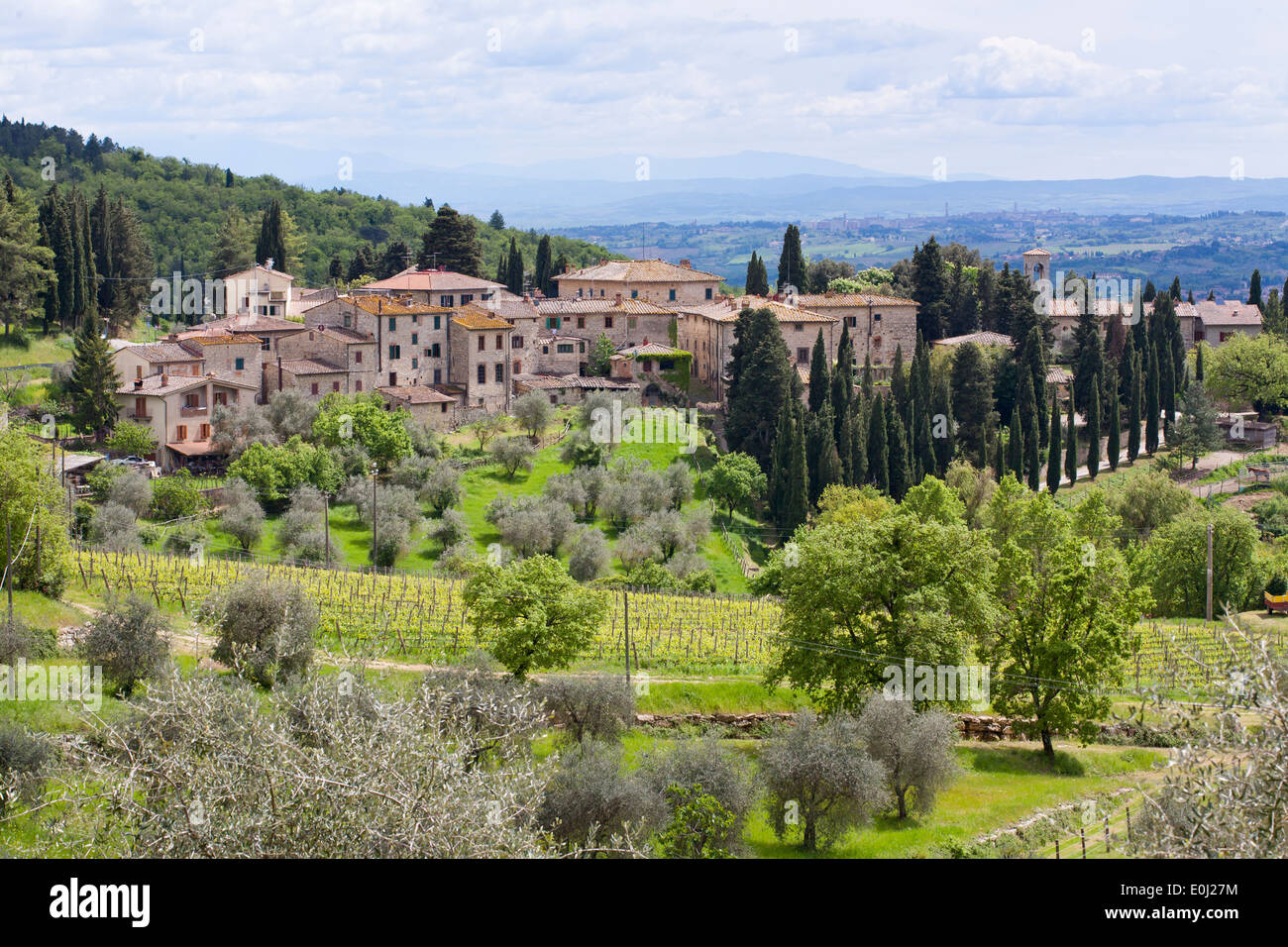 Villaggio in Chianti, Toscana. Foto Stock