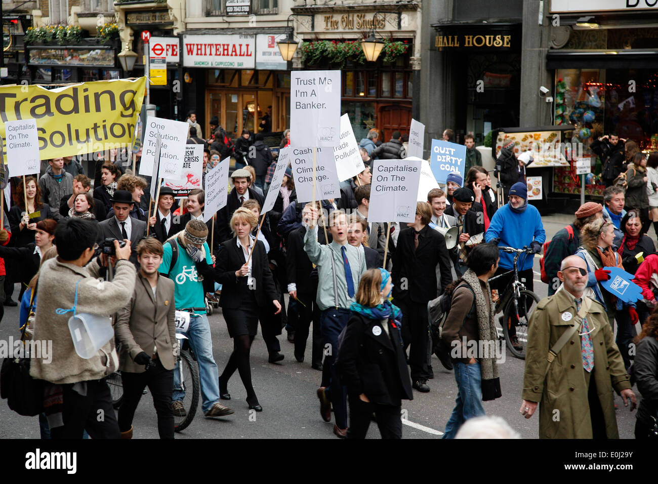 Il cambiamento climatico dimostrazione, London il 6 dicembre 2009. Foto Stock