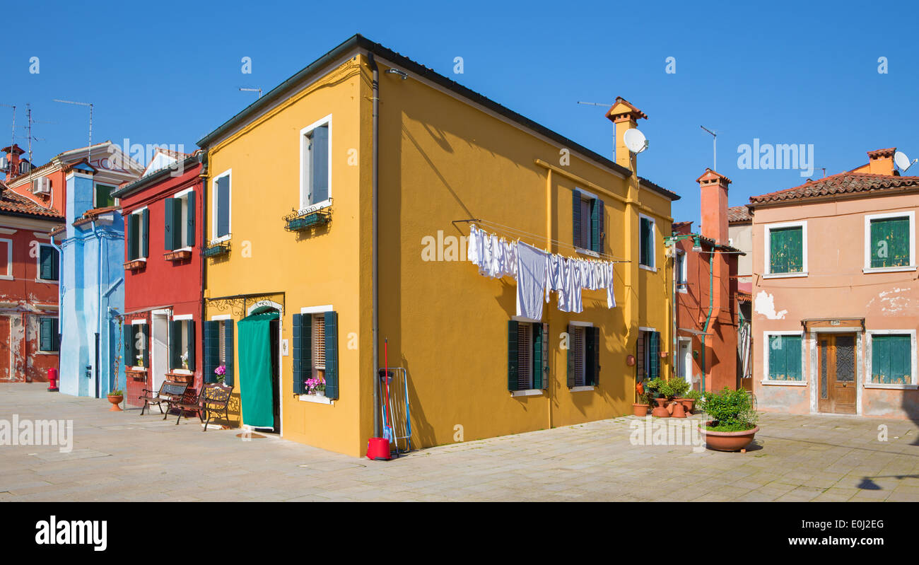 Venezia - Case di isola di Burano Foto Stock