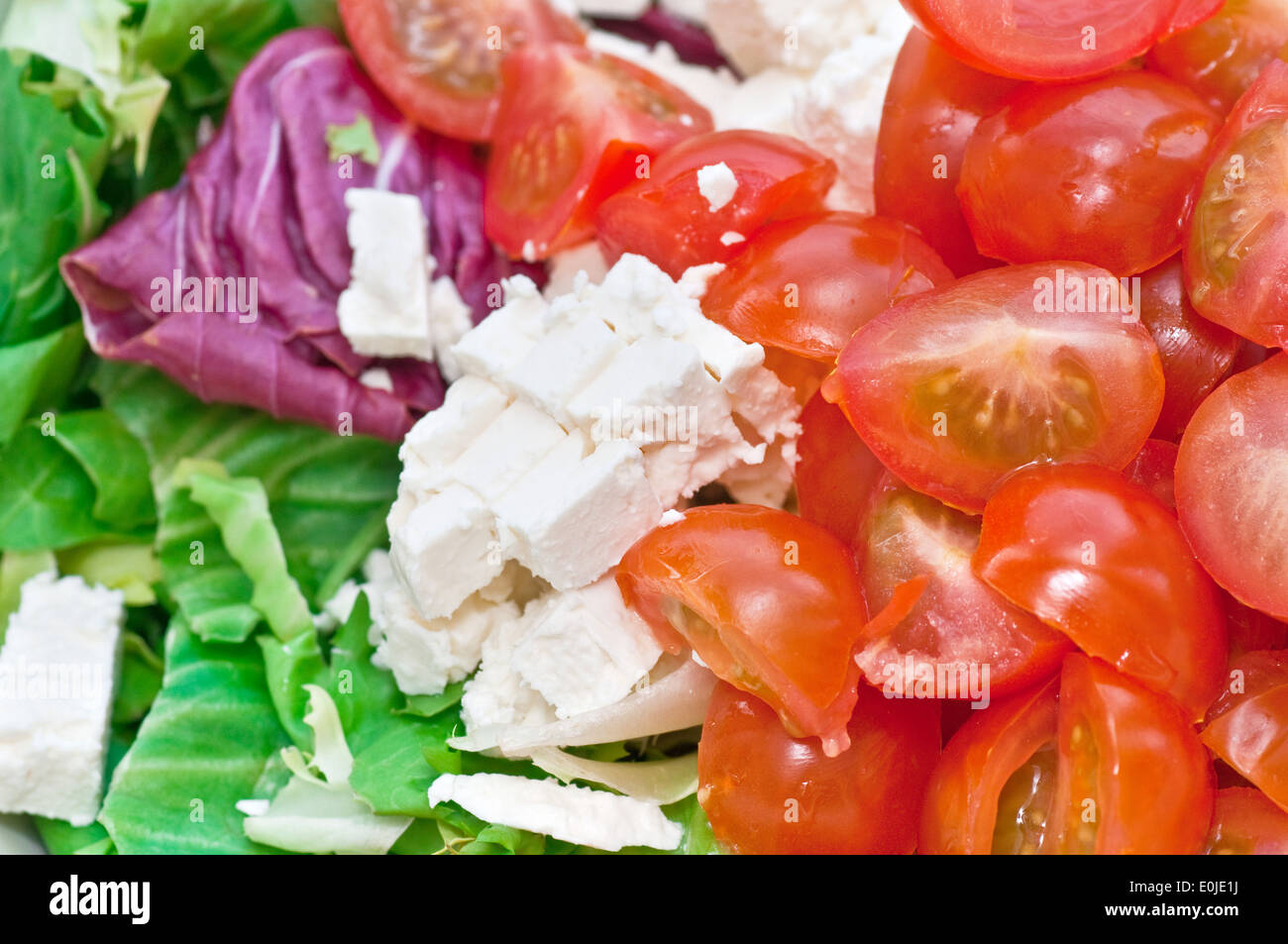 Fresco affettato verdure e formaggio feta per insalata Foto Stock