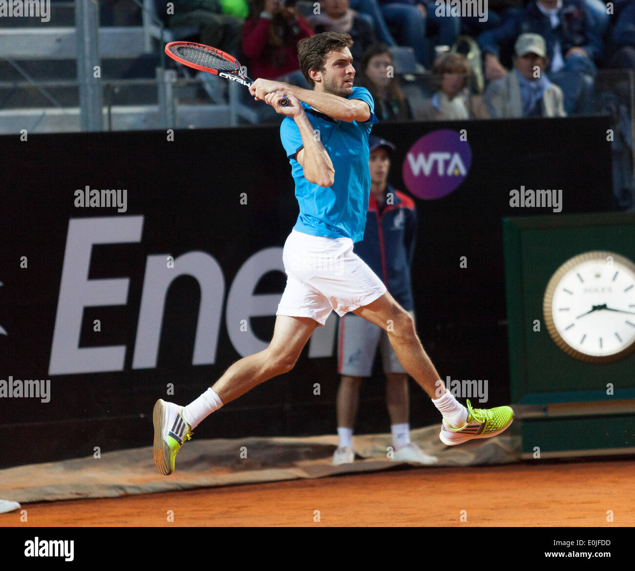 Gilles Simon la riproduzione di Rafael Nadal al tennis ATP torneo internazionale di Roma 2014 Foto Stock