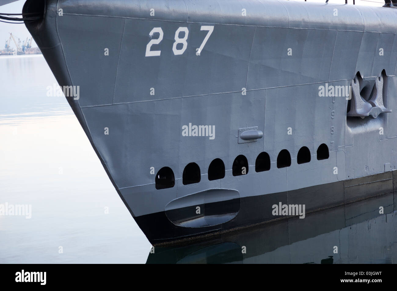 Storica la II Guerra Mondiale sommergibile USS Bowfin ormeggiata al porto di perla, Oahu, Hawaii Foto Stock