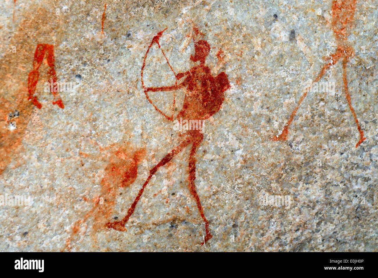 Alte Felszeichnungen der San, Ureinwohner Suedafrikas, Sevilla Arte Rock Trail, Cederberge nahe Clanwilliam und Wuppertal, Wester Foto Stock