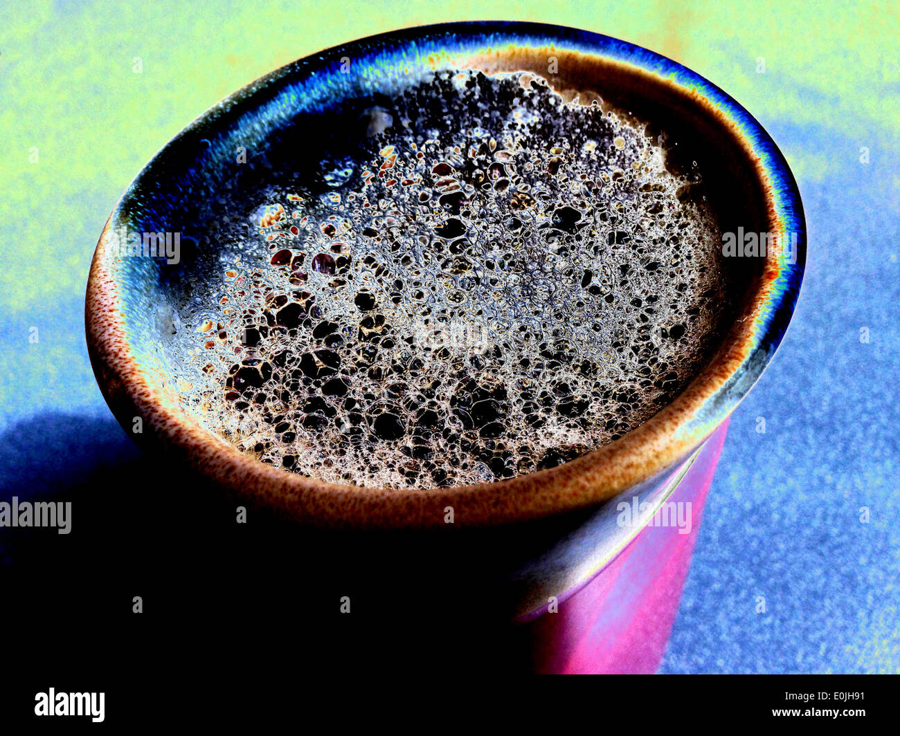 Tazza di caffè la formazione di schiuma. Foto Stock