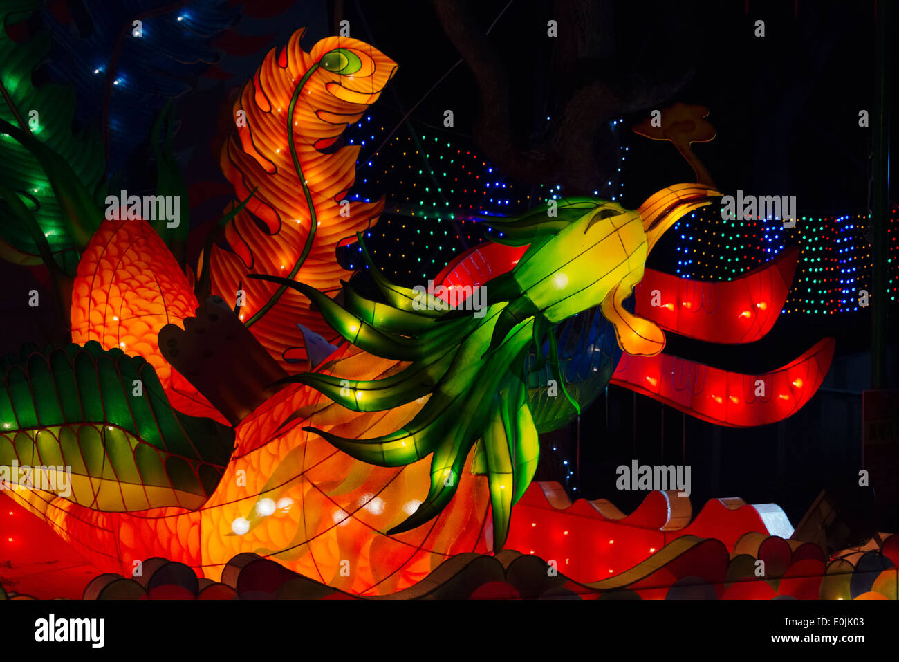 Lampioncini colorati di Phoenix in festa delle lanterne, Nantou, Taiwan Foto Stock