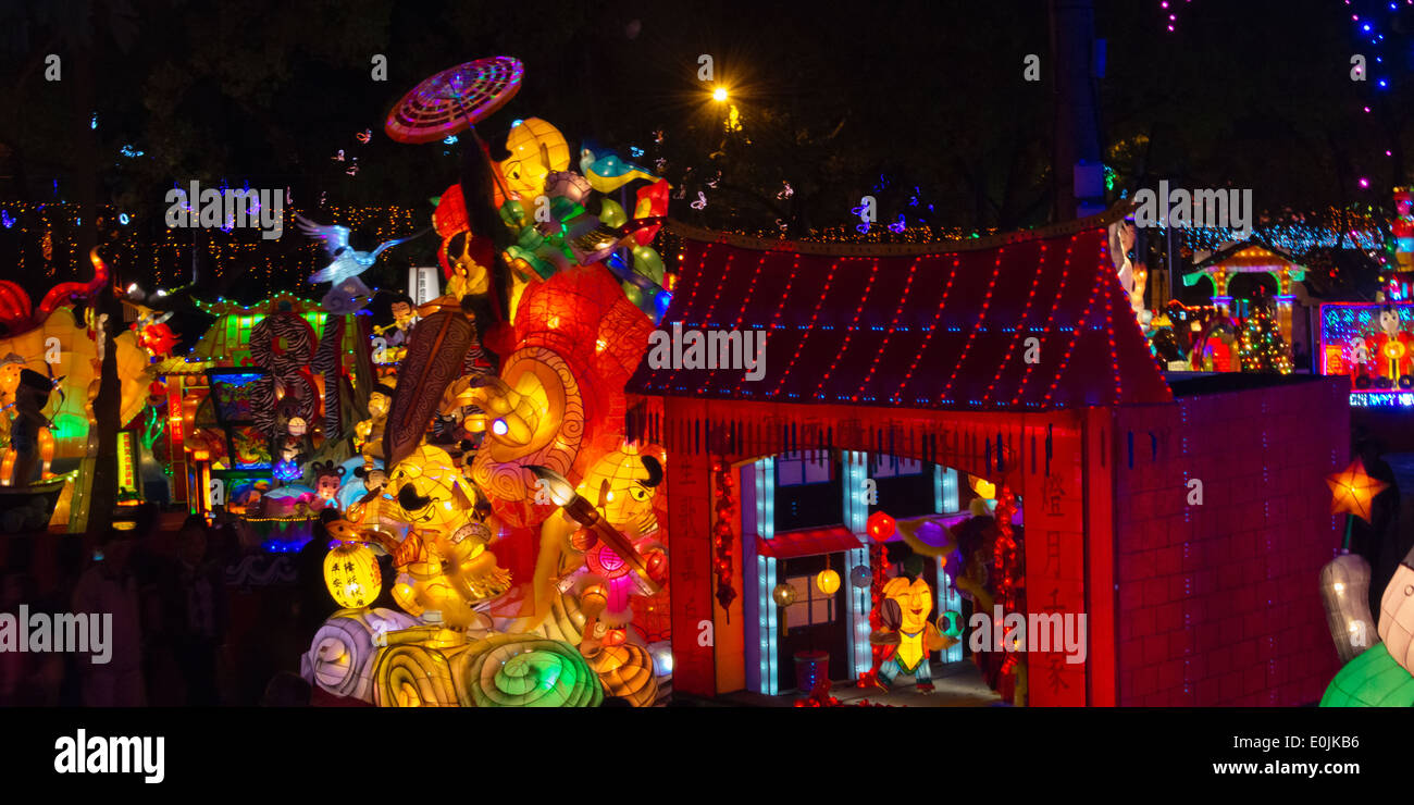 Lanterne colorate a festa delle lanterne, Nantou, Taiwan Foto Stock