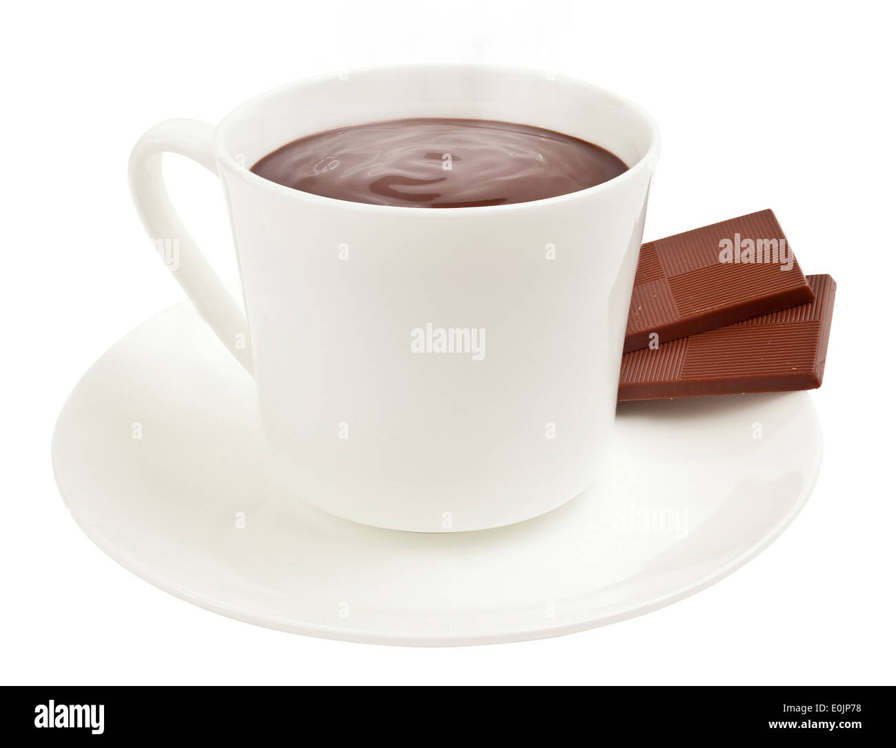 Cioccolata calda con cioccolato gourmet quadrati sul lato Foto Stock