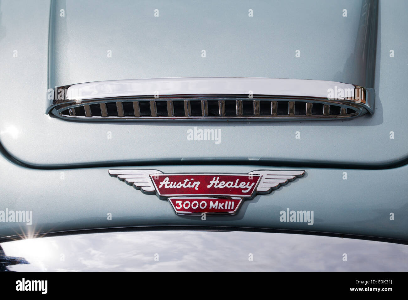 Austin Healey 3000MK111 British sports car badge e la griglia radiatore Foto Stock