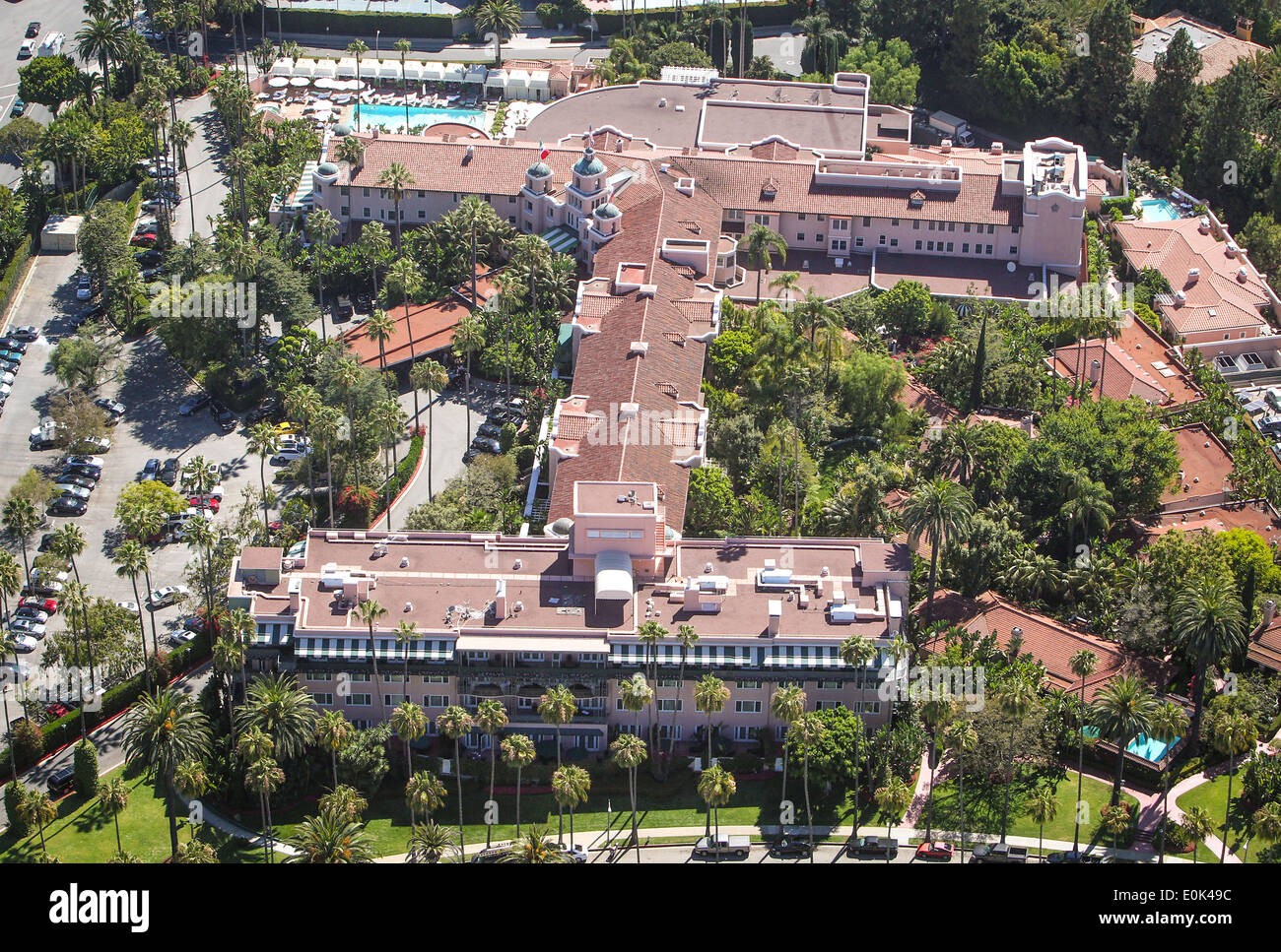 Vista aerea del Beverly Hills Hotel di proprietà dal Sultano Hassanal Bolkiah del Brunei. Foto Stock