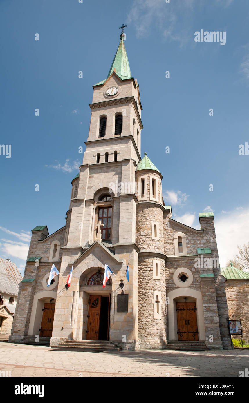 Vecchia chiesa Parafia Najswietszej Rodziny w Zakopanem o Kosciol na Krupowkach Foto Stock