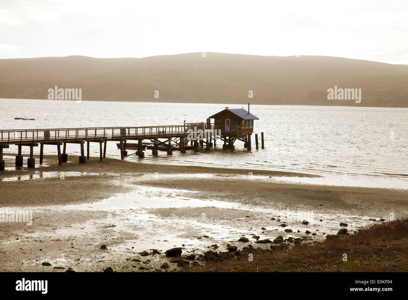 Il Boathouse su Tomales Bay. Foto Stock