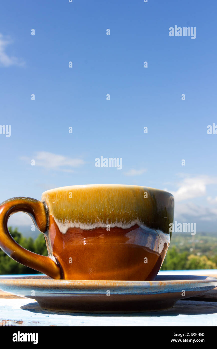 Tazza di caffè al mattino Foto Stock