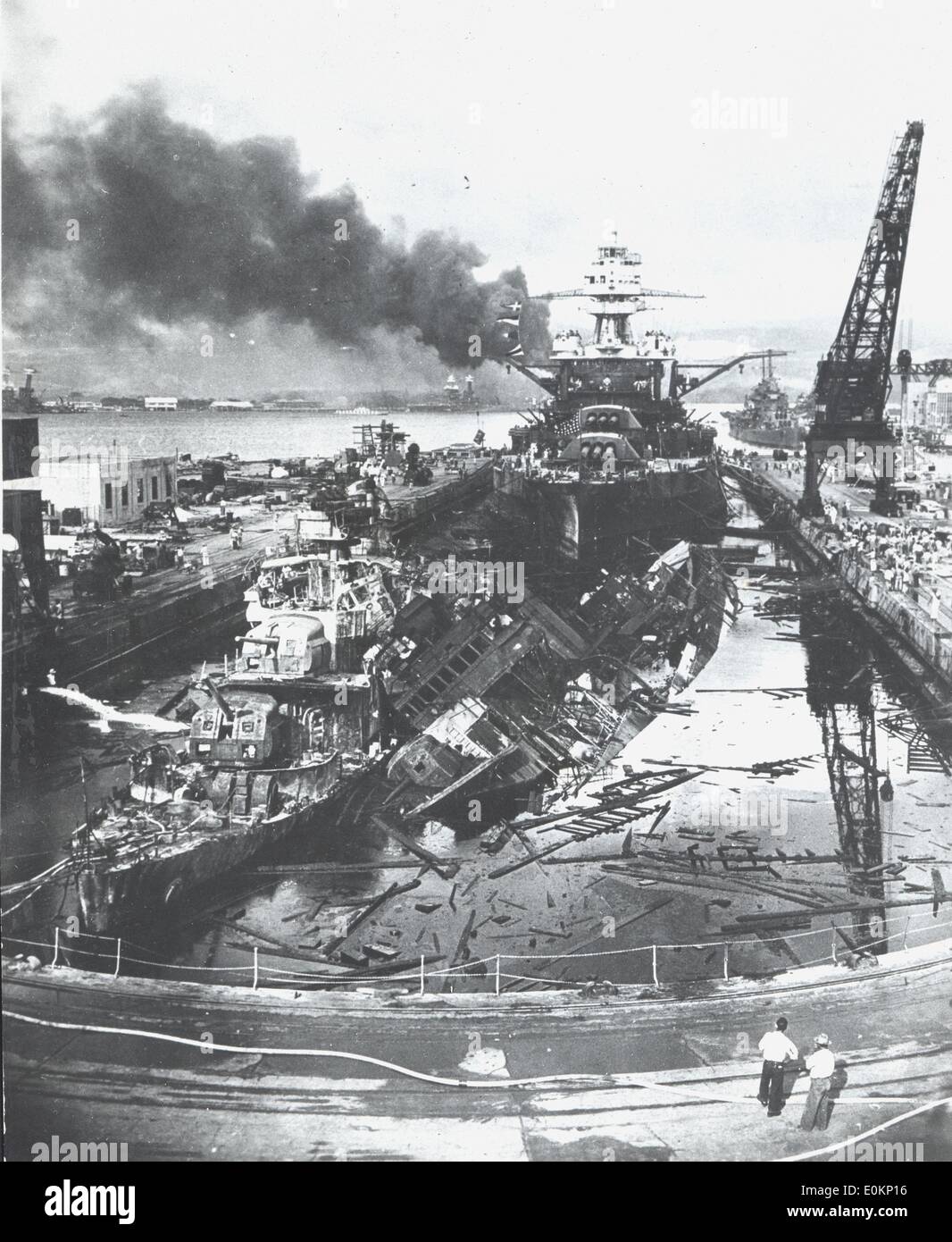 Conseguenze di un attacco a Pearl Harbor Foto Stock