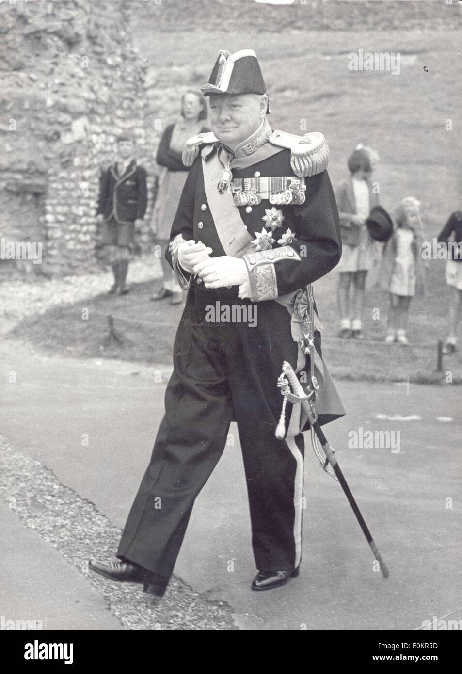 Sir Winston Churchill in abiti militari Foto Stock