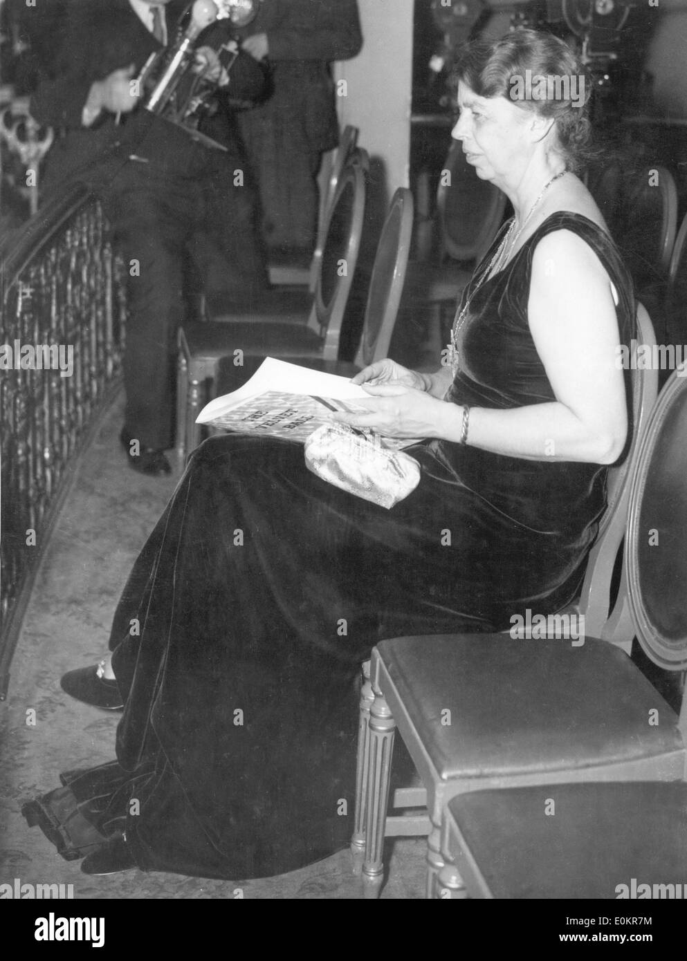 Anna Eleanor Roosevelt seduto durante una parata Foto Stock