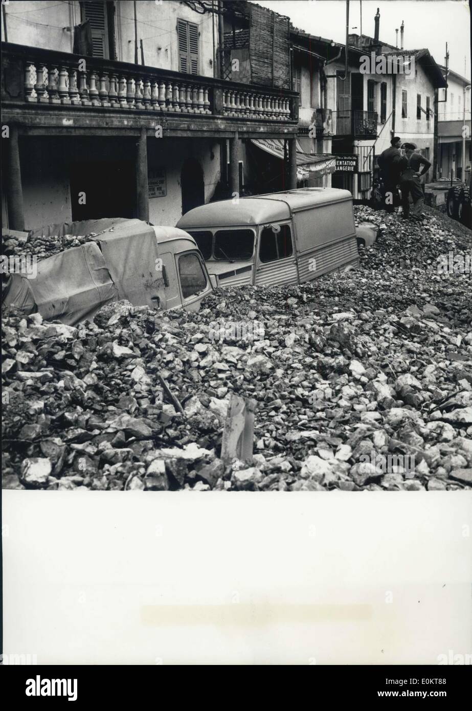 Jan 1, 1950 - catastrofico smottamento a Plan-Sur-Var rende tre Deads: una frana si è verificato il sabato mattina dopo una notte di tempesta Foto Stock