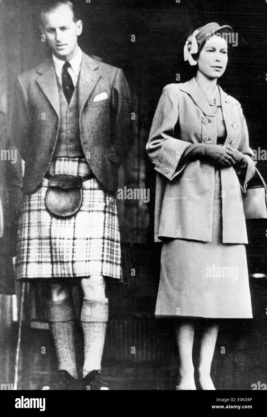 Elisabetta II e del Principe Filippo a Braemar Highland Gathering Foto Stock