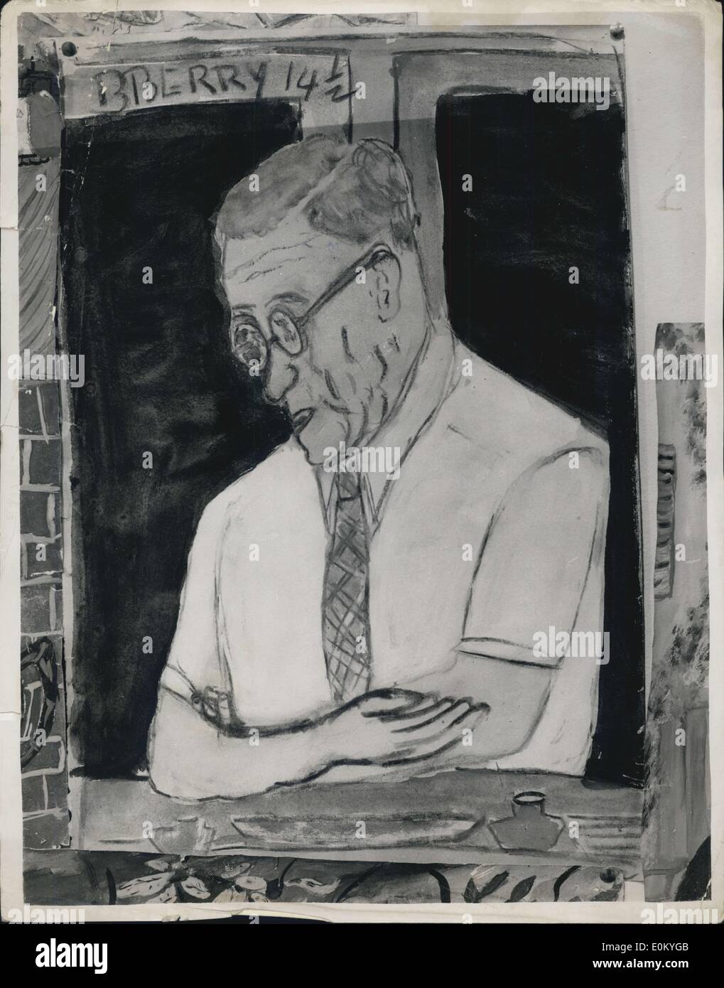 Nov. 25, 1952 - Arte per giovani mostra dei bambini dipinti in Londra. Mostra fotografica di quattordici anni Betty Berry dipinse questo quadro della sua arte e maestro di musica presso San Mathews Scuola, Westminster e si è visto al Salone dei bambini del dipinto a Caxton Hall di Westminster. Foto Stock