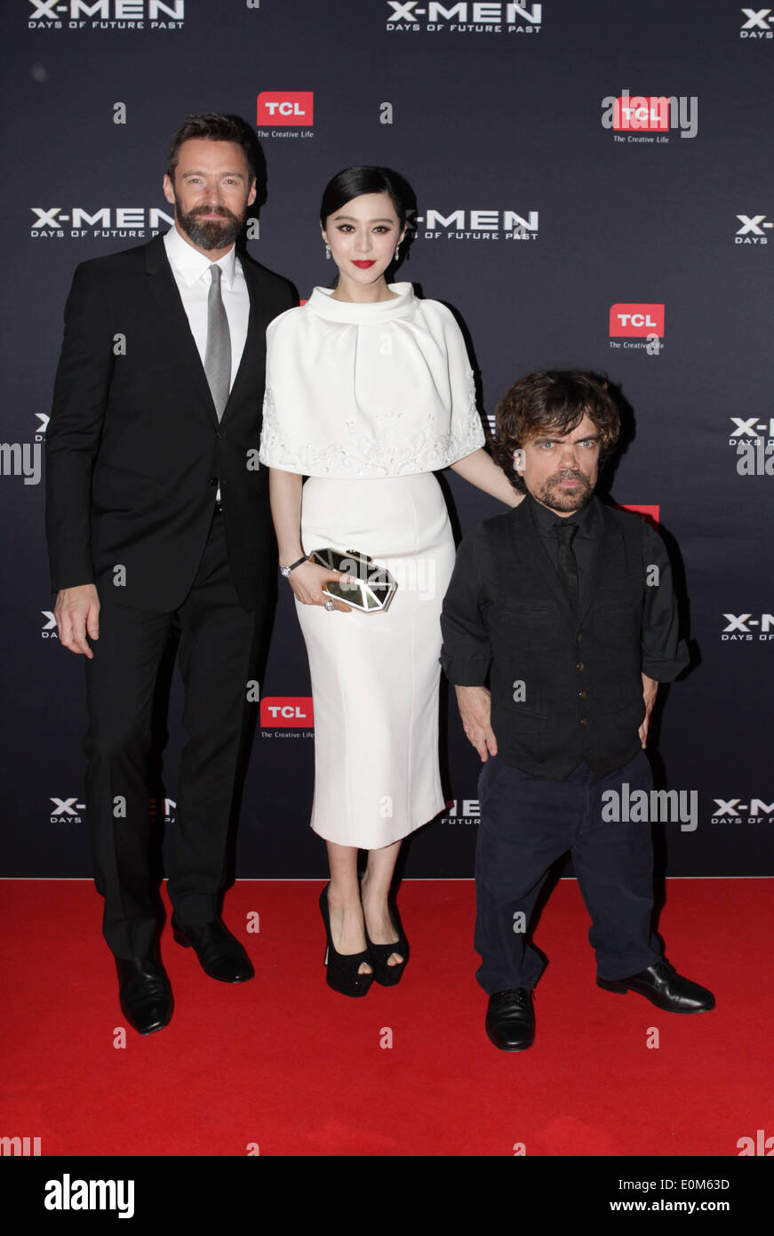 Hugh Jackman, Fan BingBing e Peter Dinklage presso l'X-Men premiere, Melbourne, 16 maggio 2014. Foto Stock