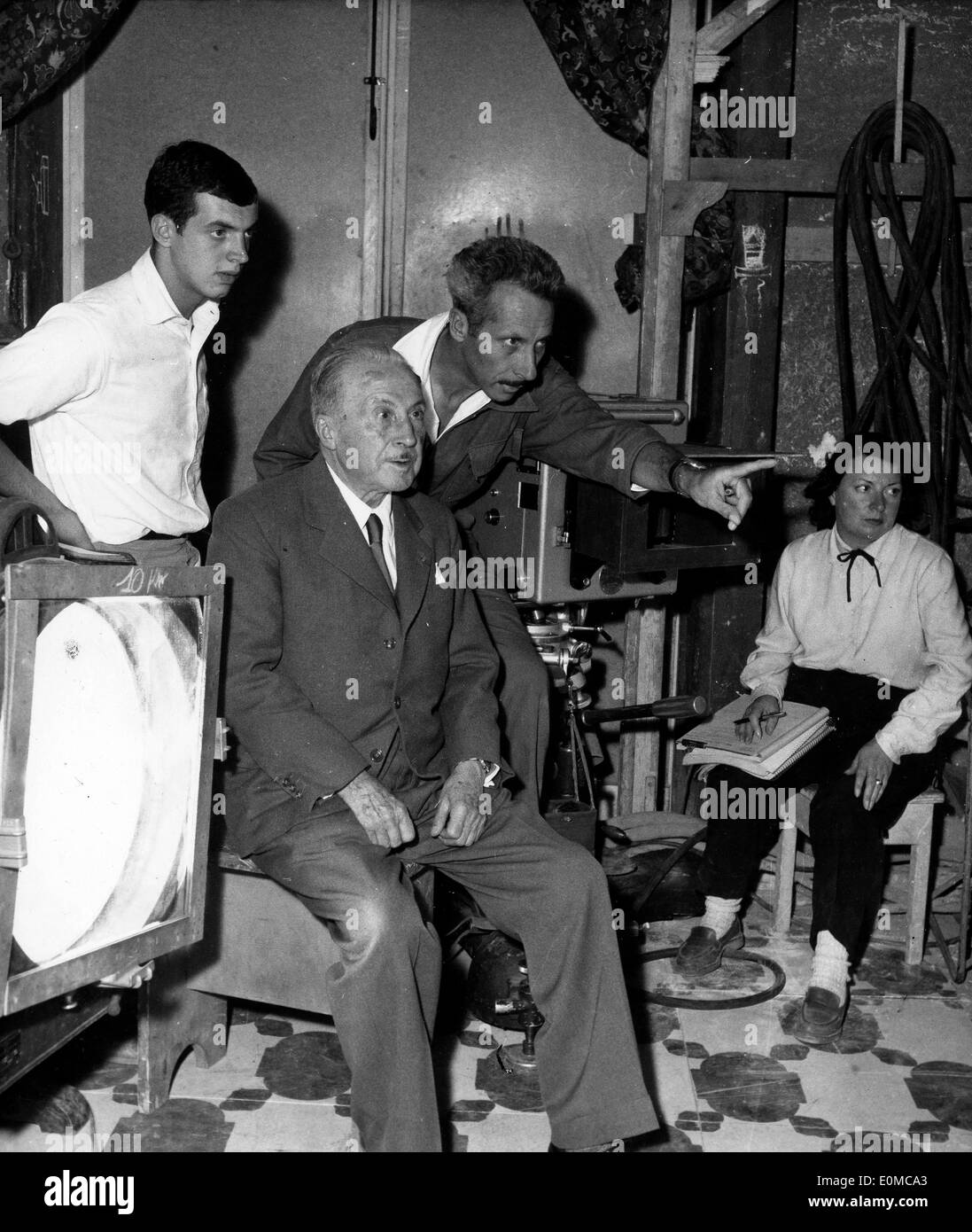 Produttore Jacques Becker con il figlio Jean e il Padre Louis Foto Stock