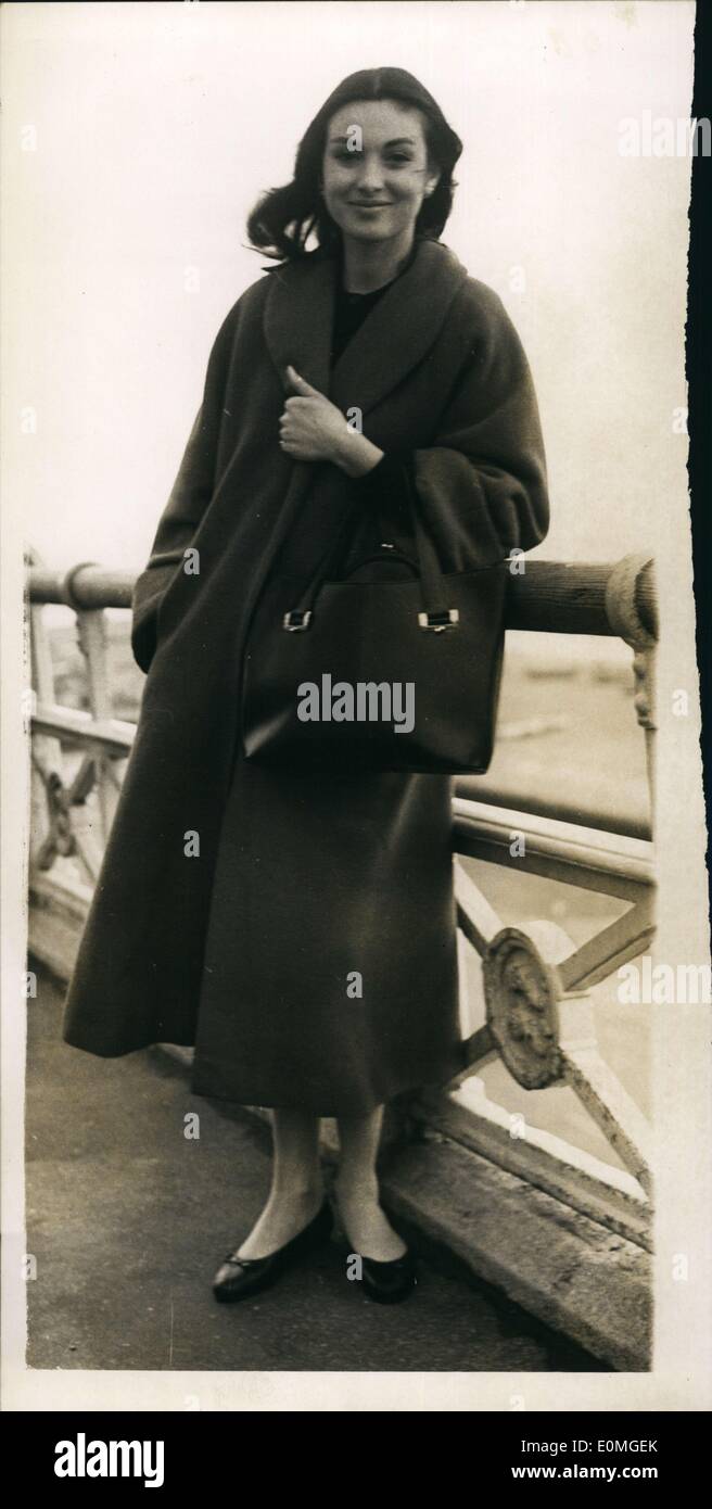 03 maggio 1955 - attrice italiana che sta per sposare Orson Welles. Paoula Mori. Mostra fotografica di ventiquattro anni Contessa italiano e Foto Stock