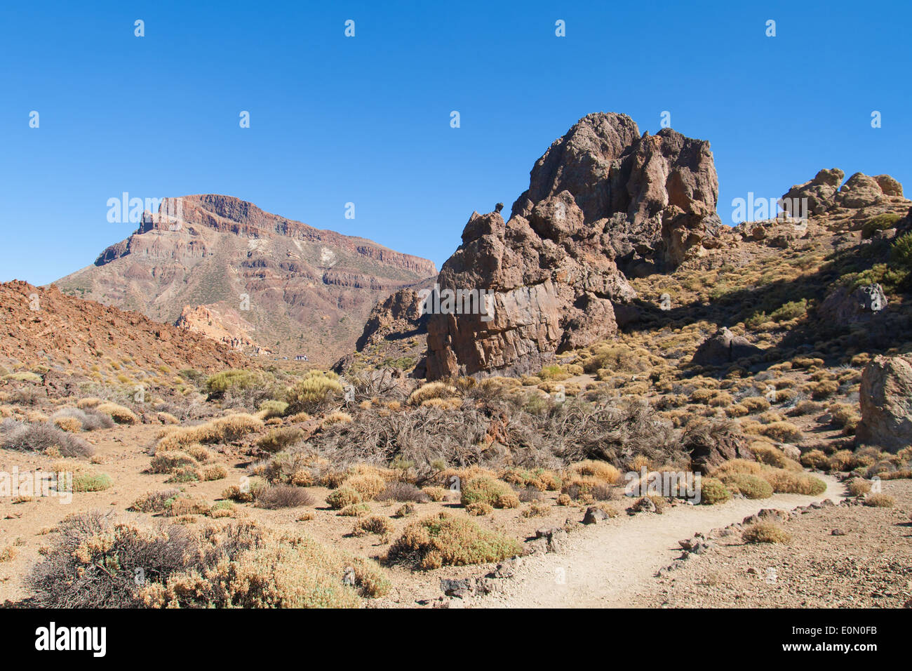 Sentiero dei Roques de Garcia nel Parco Nazionale del Teide a Tenerife, Spagna. Foto Stock