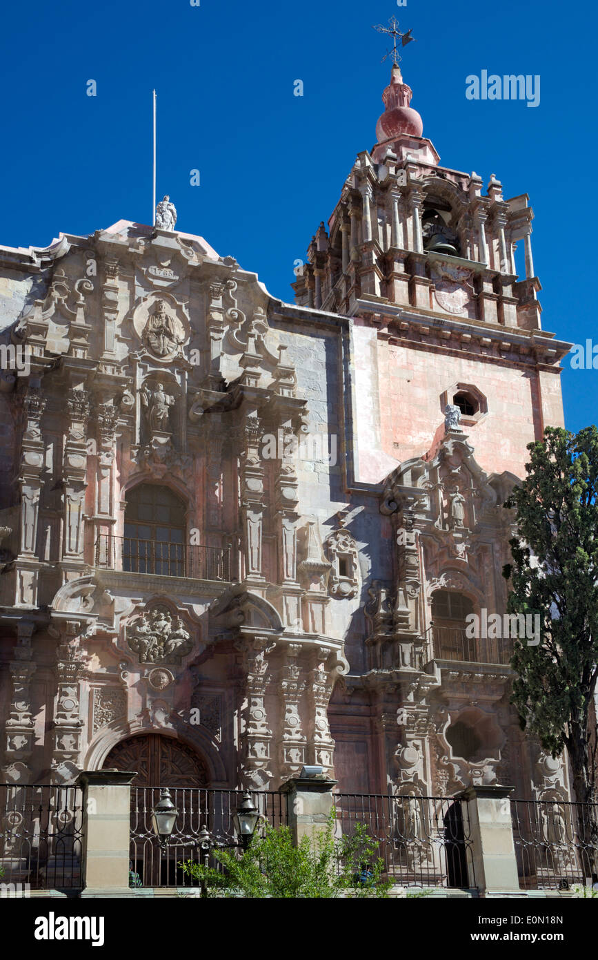 Ornano la facciata barocca del Templo de La Compania Guanajuato Messico Foto Stock