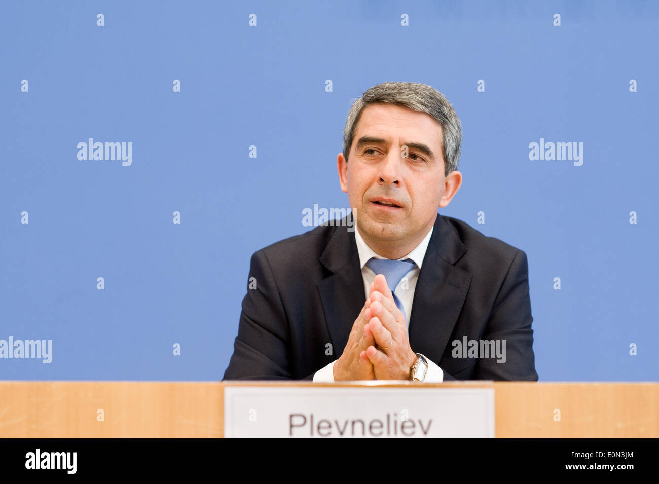 Rosen Plevnelie al Bundespressekonferenz a Berlino il 9 maggio 2014. Foto Stock