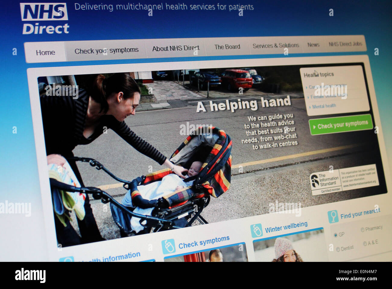 NHS direttamente nella pagina web Foto Stock