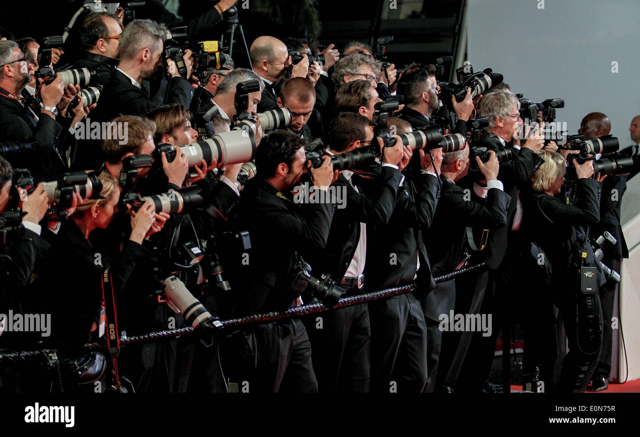 Tappeto rosso premere fotografi prigionieri PREMIERE 67ESIMO FESTIVAL DEL CINEMA DI CANNES CANNES Francia 16 Maggio 2014 Foto Stock