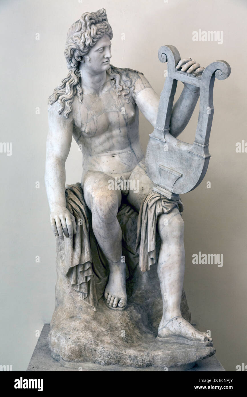 Apollo a riposo sul monte Parnaso, collezione Ludovisi, Museo Nazionale Romano, Palazzo Altemps, Roma, Italia Foto Stock