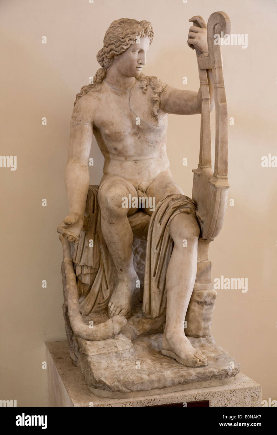 Apollo a riposo sul monte Parnaso, collezione Ludovisi, Museo Nazionale Romano, Palazzo Altemps, Roma, Italia Foto Stock