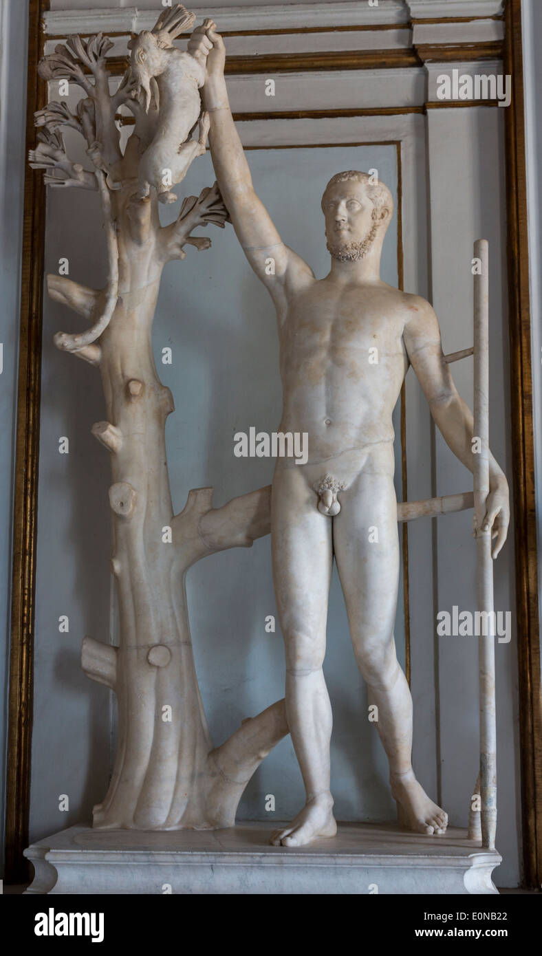 Statua di un cacciatore, Musei Capitolini di Roma, Italia Foto Stock